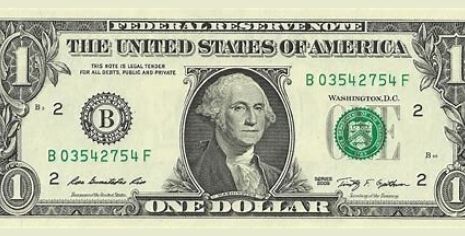 American 1 dollar bill banknote