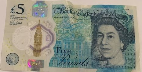 5 great British pound banknote